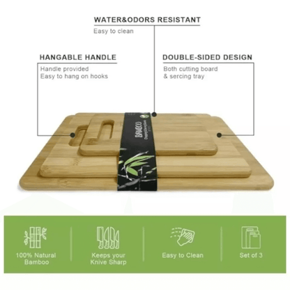 PuraPlanetCo™ 3 PCS Bamboo Chopping and Serving Boards