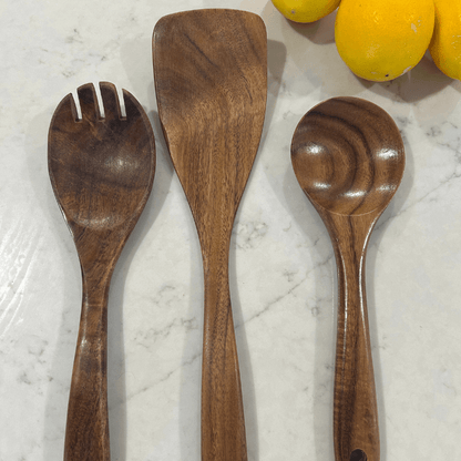 PuraPlanetCo™ 3 PCS Natural Teak Wood Cooking Utensils